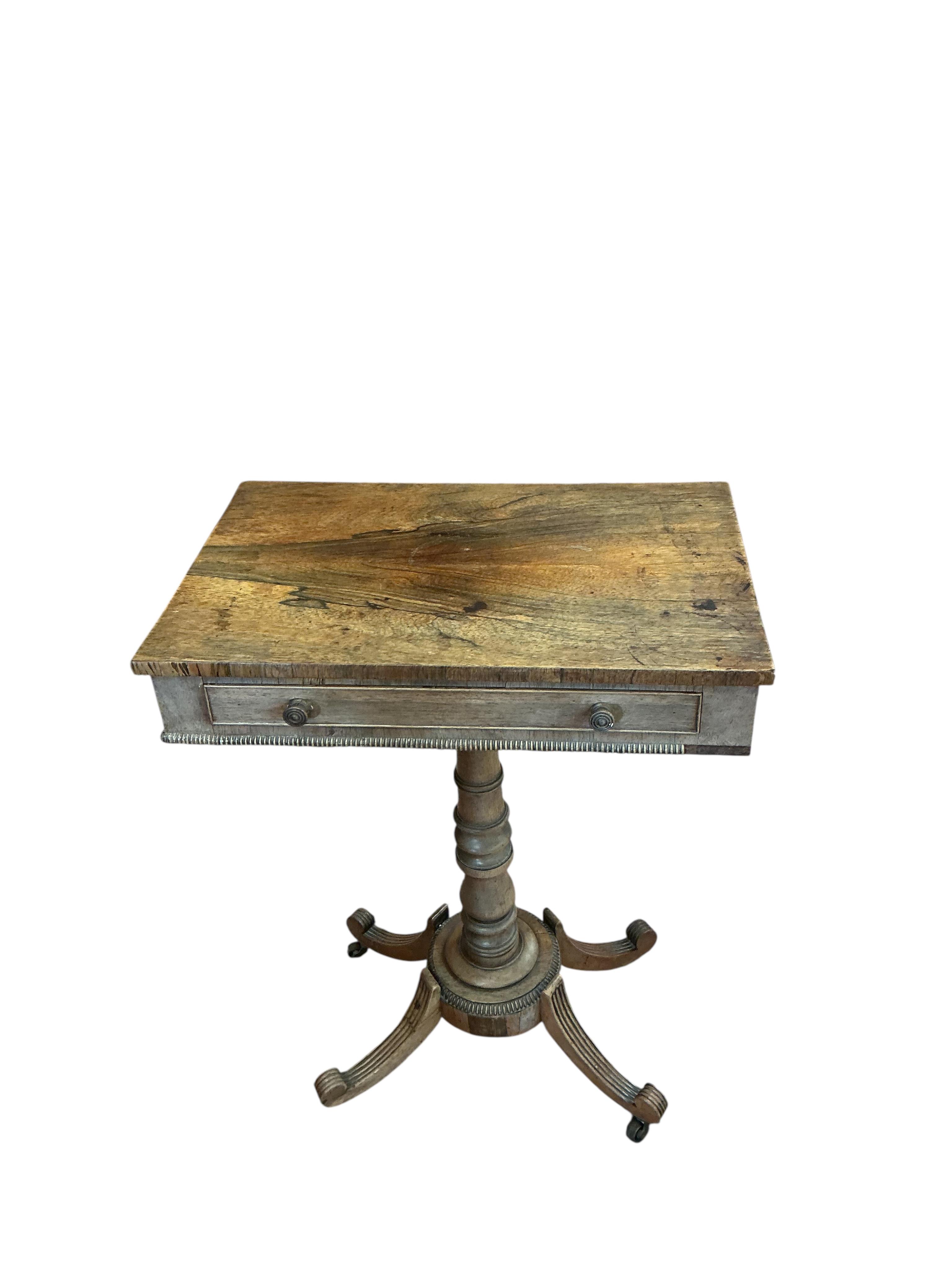 A Regency faded rosewood side table, width 55cm, depth 36cm, height 75cm